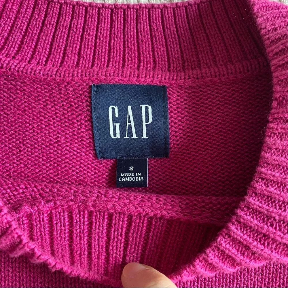 Gap 100% Cotton Split Hem Ribbed Crew Neck Sweater Pink Small Tunic Oversized